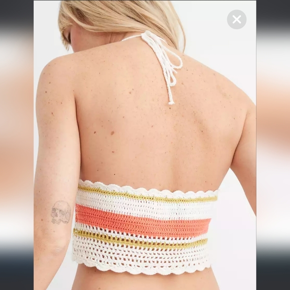 NWT Aerie Crochet Halter Crop Top - Picture 2 of 6